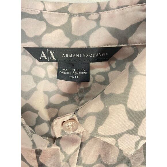 Armani Exchange Gray Mauve Giraffe print Waist Tie Tunic Top XS - Picture 5 of 5